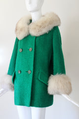 "True Green" Vintage 1960's Green Wool Coat UK 10-14 US 6-10