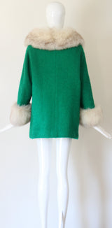 "True Green" Vintage 1960's Green Wool Coat UK 10-14 US 6-10
