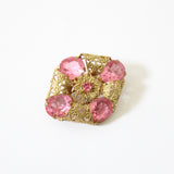 "Sugar Pink Rhinestones & Filigrée" Vintage 1930's Pink Rhinestone & Gold Filigrée Brooch