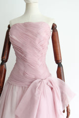 "Lilac Pleats & Bows" Vintage 1950's Lilac Silk Organza Pleated Evening Gown UK 6 US 2