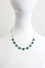 "Emerald Glass" Vintage 1930's Emerald Green Bevelled Cut Glass Necklace
