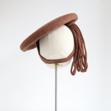 "Needlepoint By Everitt" Vintage 1940's Woven Tawny Brown Tilt Hat
