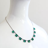 "Emerald Glass" Vintage 1930's Emerald Green Bevelled Cut Glass Necklace