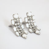 "Milk Glass & Rhinestones" Vintage 1950's Milk Glass & Rhinestone Weiss Clip on Earrings