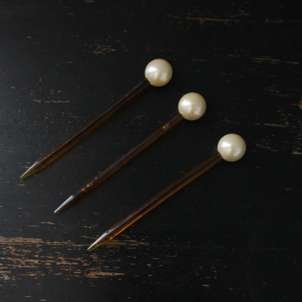 "Celluloid & Pearl" Vintage 1940's Hair Pin