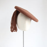 "Needlepoint By Everitt" Vintage 1940's Woven Tawny Brown Tilt Hat