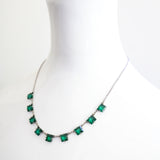 "Emerald Glass" Vintage 1930's Emerald Green Bevelled Cut Glass Necklace