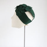 "Felt Florals" Vintage 1940's Moss Green Felt Floral Hat