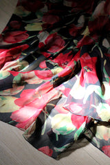 "Wild Tulips" Vintage 1930's Silk Chiffon & Voile Evening Gown UK 10 US 6