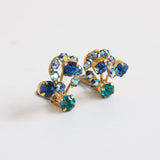 "Aqua Rhinestones" Vintage 1950's Rhinestone Clip On Earrings