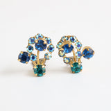 "Aqua Rhinestones" Vintage 1950's Rhinestone Clip On Earrings