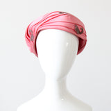 "Pink Pleated Satin" Vintage 1960's Pink Pleated Satin & Bead Turban