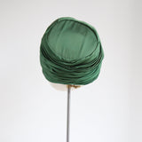 "Pine Green Pleats" Vintage 1960's Pine Green Pleated Silk Hat