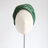 "Pine Green Pleats" Vintage 1960's Pine Green Pleated Silk Hat