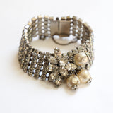 "Pearl Droplets & Rhinestones" vintage 1950's Rhinestone & Pearl Bracelet