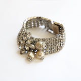 "Pearl Droplets & Rhinestones" vintage 1950's Rhinestone & Pearl Bracelet