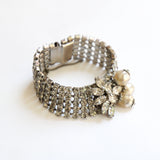 "Pearl Droplets & Rhinestones" vintage 1950's Rhinestone & Pearl Bracelet