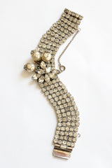 "Pearl Droplets & Rhinestones" vintage 1950's Rhinestone & Pearl Bracelet