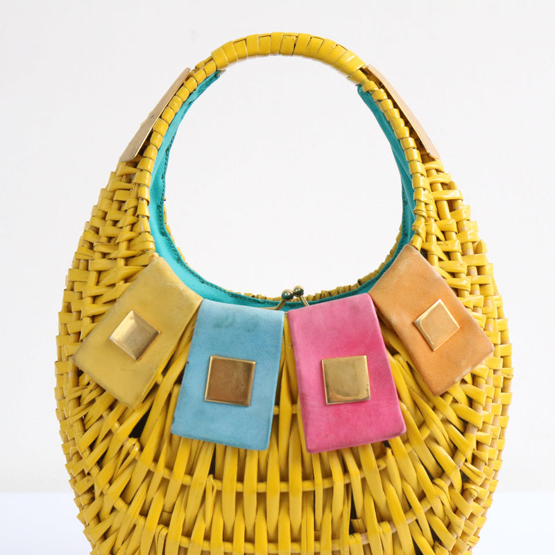 "Buttercup Yellow" Vintage 1950's Yellow Basket Bag