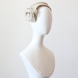 "Linen Lily" Vintage 1950's Linen & Rhinestone Lily Design Percher Hat