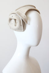 "Linen Lily" Vintage 1950's Linen & Rhinestone Lily Design Percher Hat