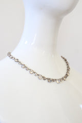 "Art Deco Rhinestones" Vintage 1930's Silver Claw Set Rhinestone Necklace