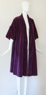 "Deep Purple Velvet" Vintage 1950's Deep Purple Velvet Swing Coat UK 10-14 US 6-10