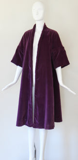 "Deep Purple Velvet" Vintage 1950's Deep Purple Velvet Swing Coat UK 10-14 US 6-10