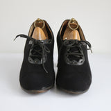 "Suede Lace Ups" Vintage 1940's Black Suede Heels UK 5.5 EU 38.5 US 7.5
