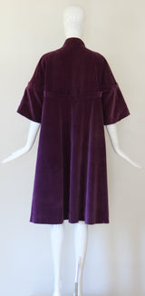 "Deep Purple Velvet" Vintage 1950's Deep Purple Velvet Swing Coat UK 10-14 US 6-10
