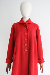 "Coral Pink Wool" Vintage 1940's Coral Pink Wool Coat  UK 12-14 US 8-10