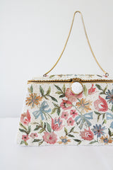"Embroidered & Beaded Florals" Vintage 1940's French Beaded Handbag