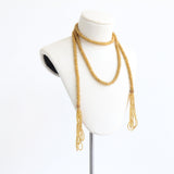"Golden Lariat" Vintage 1920's Yellow Bead & Rhinestone Lariat Necklace