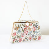 "Embroidered & Beaded Florals" Vintage 1940's French Beaded Handbag