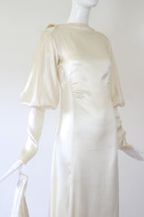 "Ivory Satin" Vintage 1930's Ivory Satin Button Back Gown UK 8-10 US 4-6