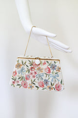 "Embroidered & Beaded Florals" Vintage 1940's French Beaded Handbag