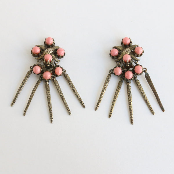 "Grapefruit Pink" Vintage 1950's Mitchel Maer For Christian Dior Clip On Earrings