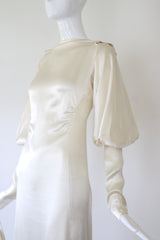 "Ivory Satin" Vintage 1930's Ivory Satin Button Back Gown UK 8-10 US 4-6