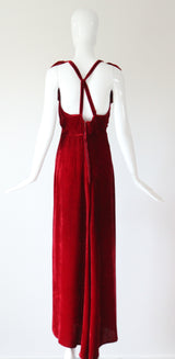 "Racing Red Velvet" Vintage 1930's Red Velvet Racer Back Dress & Matching Jacket UK 6-8 US 2-4
