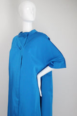 "Electric Cobalt" Vintage 1960's Electric Cobalt Blue Satin Neiman Marcus Duster Coat UK 10-14 US 6-10