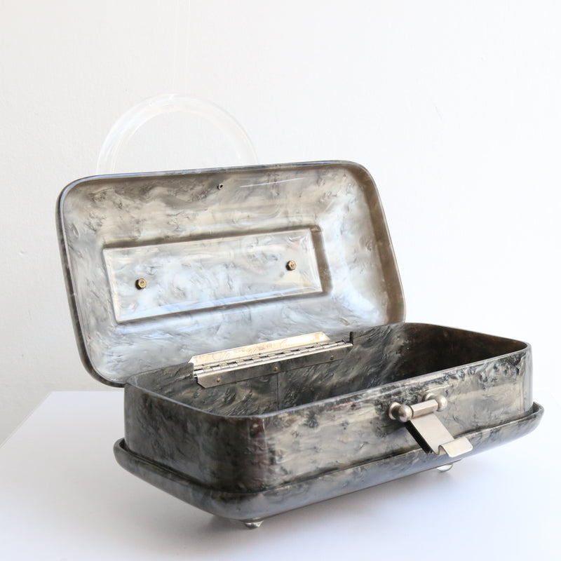 “Marbled Lucite & Rhinestones" Vintage 1950's Llewellyn Lucite & Rhinestone Box Bag