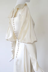 "Ivory Satin" Vintage 1930's Ivory Satin Button Back Gown UK 8-10 US 4-6