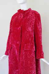"Pink Matelasse Velvet" Vintage 1960's Fuchsia Matelasse Velvet Coat UK 14 US 10
