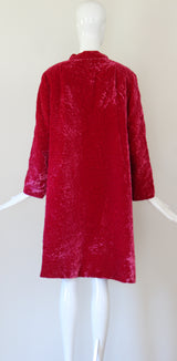 "Pink Matelasse Velvet" Vintage 1960's Fuchsia Matelasse Velvet Coat UK 14 US 10