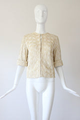 "Textural Sequins" Vintage 1950's Cream Sequin Embellished Cardigan UK 12 US 8