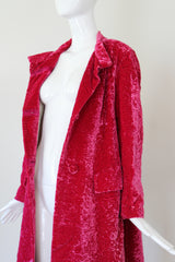 "Pink Matelasse Velvet" Vintage 1960's Fuchsia Matelasse Velvet Coat UK 14 US 10