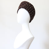 "Gold Sequins & Beadwork" Vintage 1940's Angled Beaded Felt Pill Box Hat