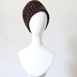 "Gold Sequins & Beadwork" Vintage 1940's Angled Beaded Felt Pill Box Hat