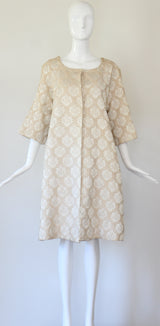 "Cream & Champagne" Vintage 1960's Cream & Champagne Matelasse Brocade Coat UK 10-14 US 6-10