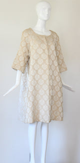 "Cream & Champagne" Vintage 1960's Cream & Champagne Matelasse Brocade Coat UK 10-14 US 6-10